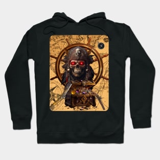 Jolly Roger Skeleton Pirate and Treasure Hoodie